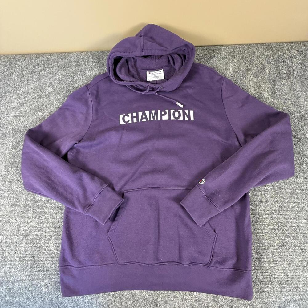 Champion Authentic Athleticwear Mens Purple Hoodie Sweatshirt Large‎ 916